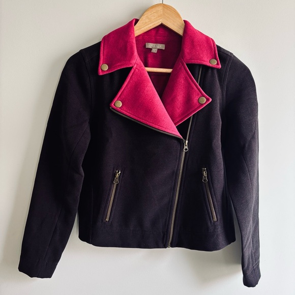 Anthropologie Lilla P purple taupe and Pink Bomber Jacket with Asymmetrical XS - Picture 2 of 11